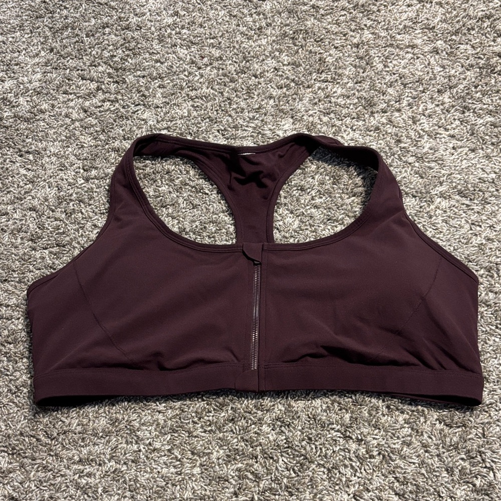 Fabletics Zipper Front High Impact Sports Bra Oxblood XXL-1X